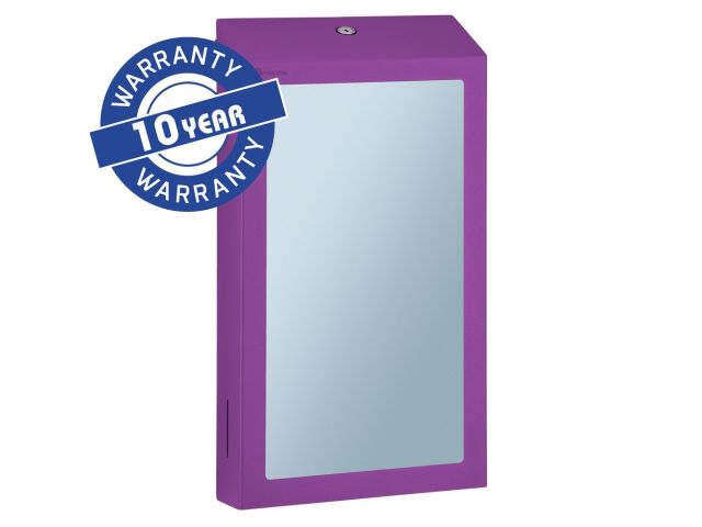 "Two-in-one" MERIDA STELLA VIOLET LINE SLIM COMBO MEGA folded paper towel dispenser with the SuperMirror-type steel mirror, violet
